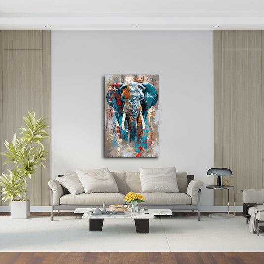 Quadro elefante astratto in soggiorno