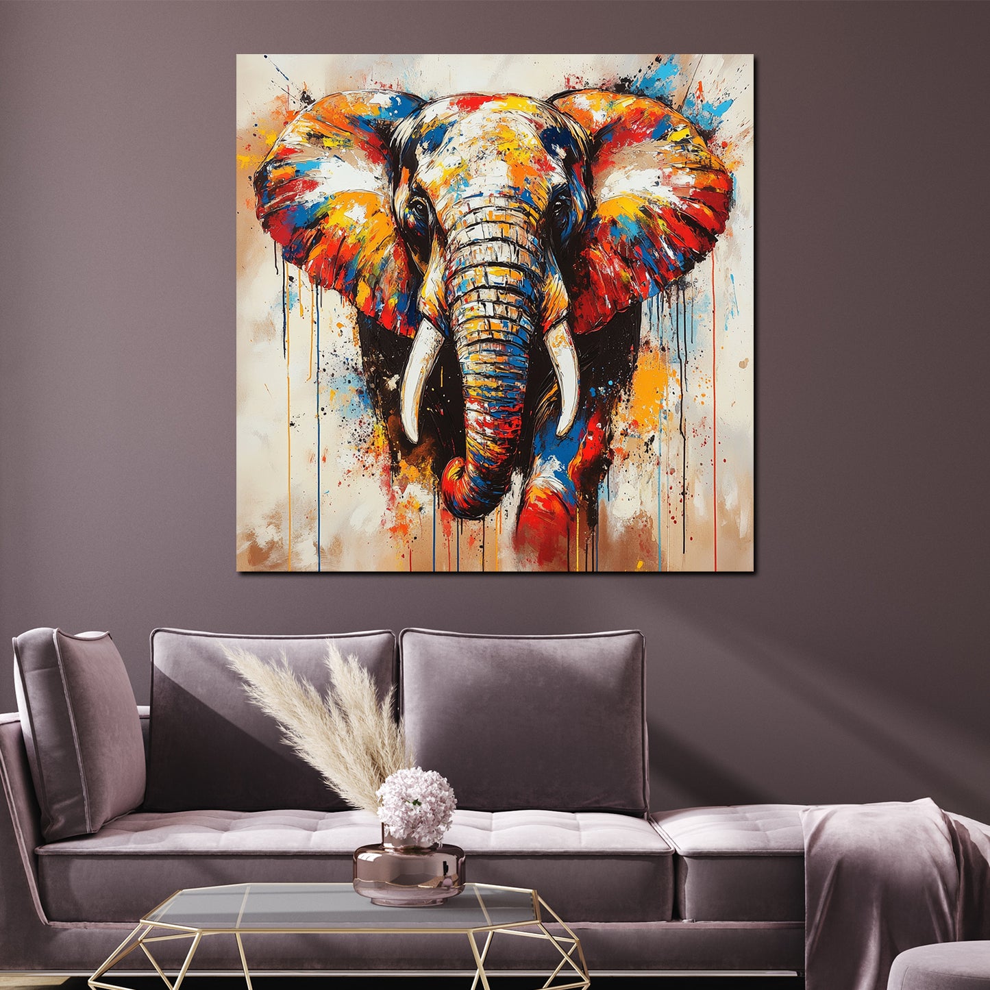 Elefante Pop Art vivace ritratto animale colorato quadro