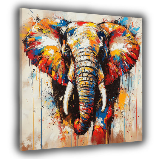 Elefante Pop Art vivace ritratto animale colorato quadro