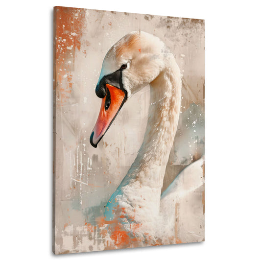 Elegante cigno bianco con tracce di colore vintage quadro