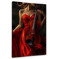 Elegante con donna in rosso e violino classico quadro