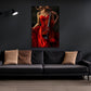 Elegante con donna in rosso e violino classico quadro