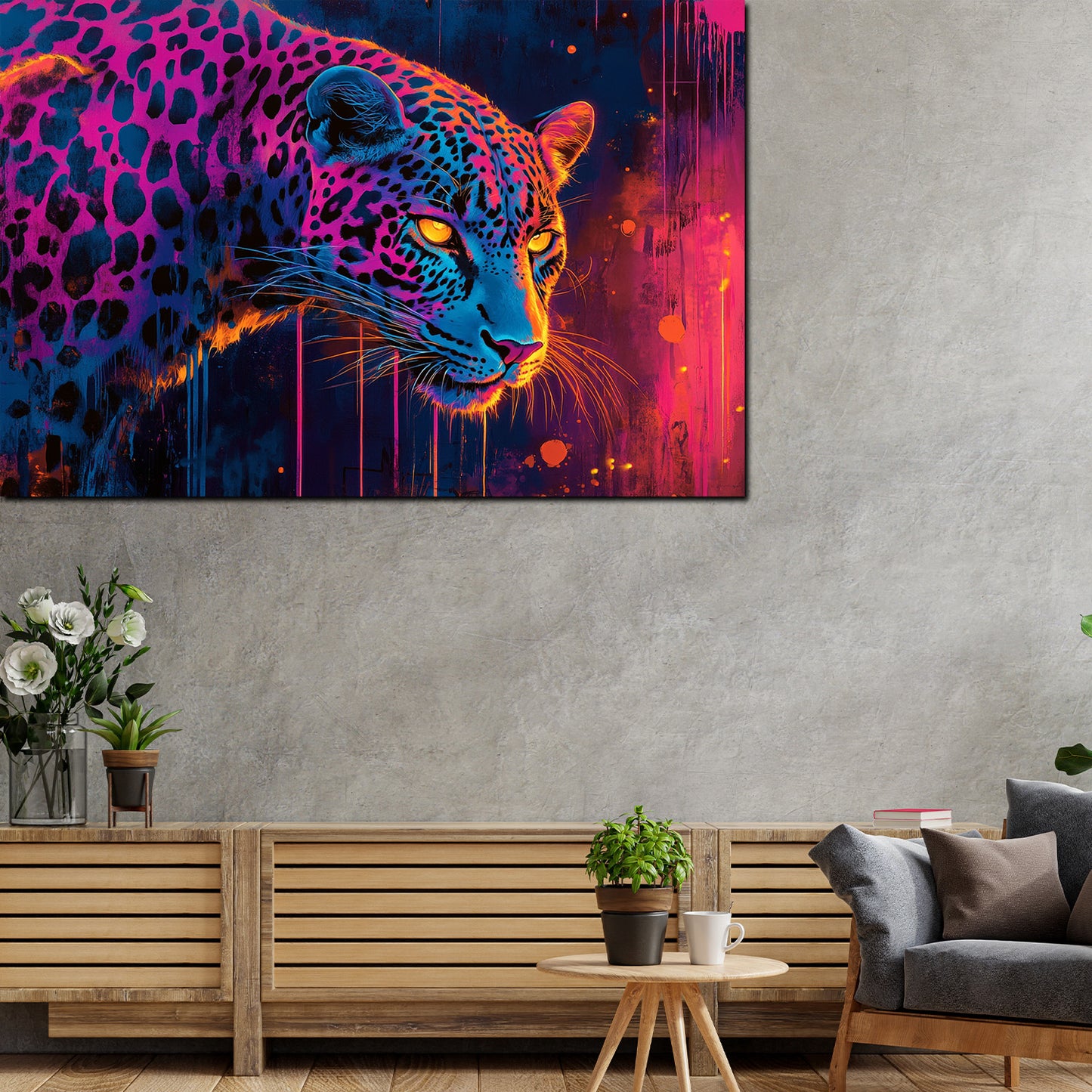 Leopardo pop art ritratto colori vivaci quadro
