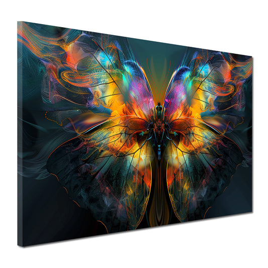 Farfalla astratta colorata su sfondo scuro quadro