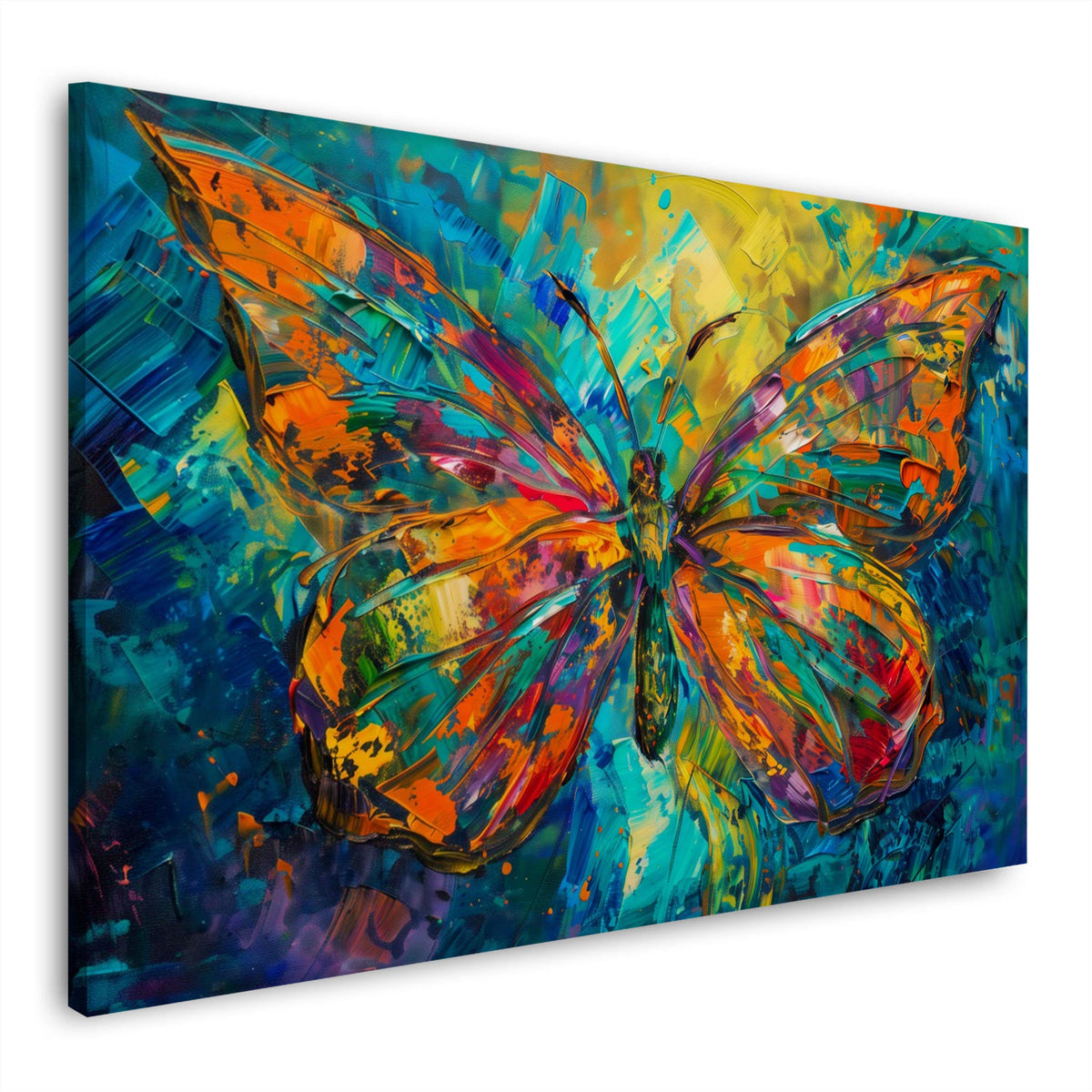 Farfalla colorata in arancio e blu in stile astratto quadro