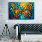 Farfalla colorata in arancio e blu in stile astratto quadro