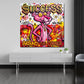 Quadro quadrato felino rosa Graffiti appeso in soggiorno