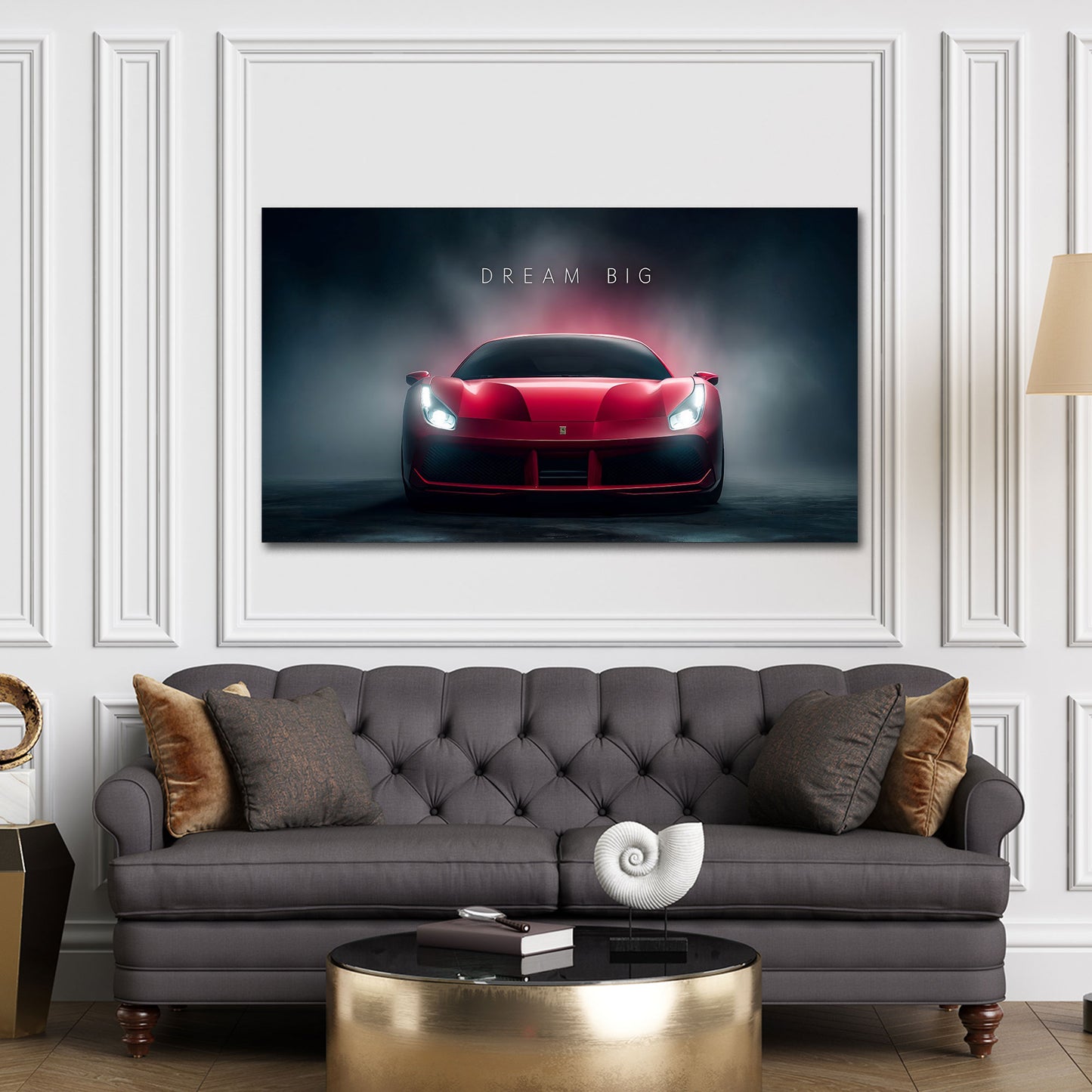 Ferrari auto sportiva rossa Dream Big motivazionale quadro