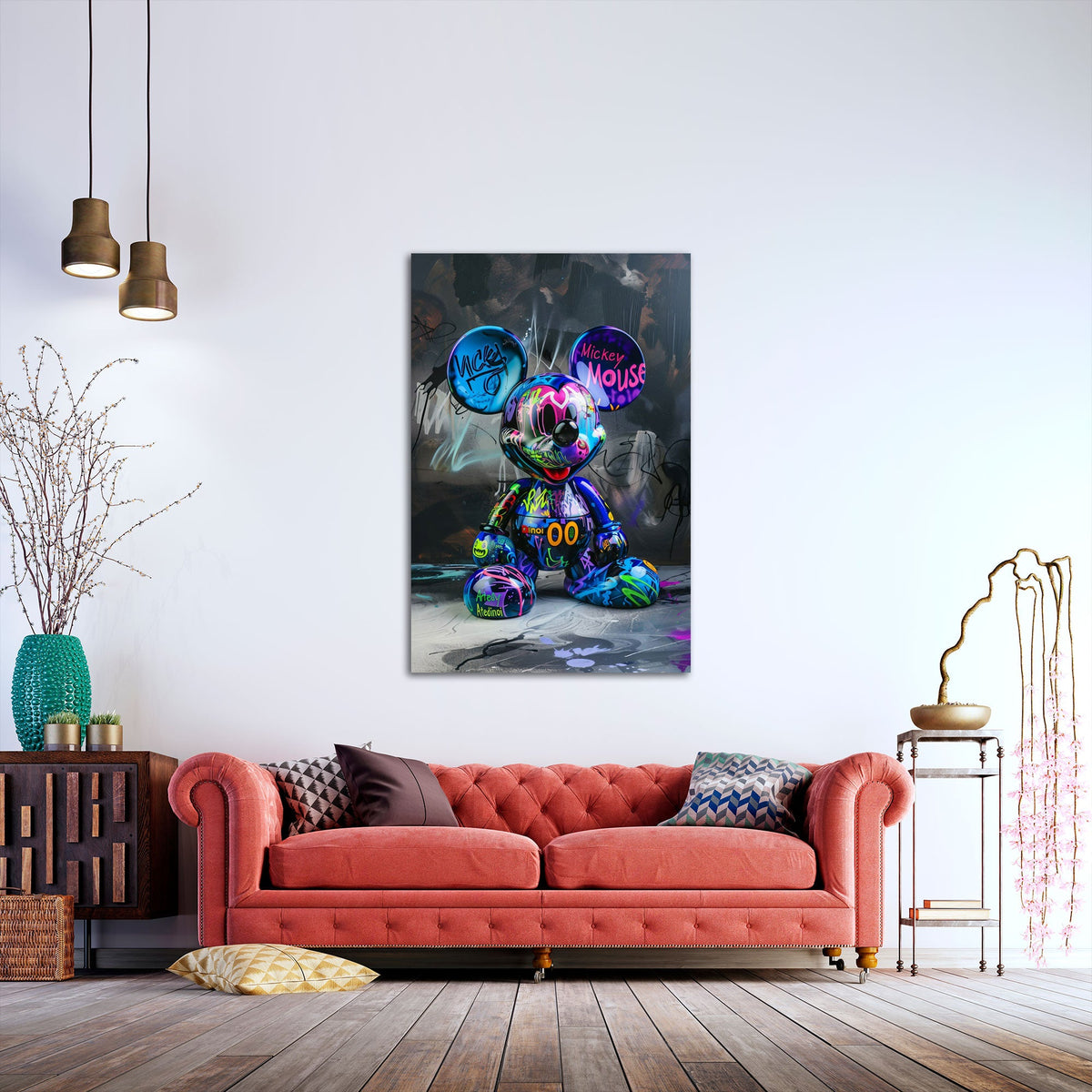 Figura di topo colorata in stile graffiti decorativo quadro
