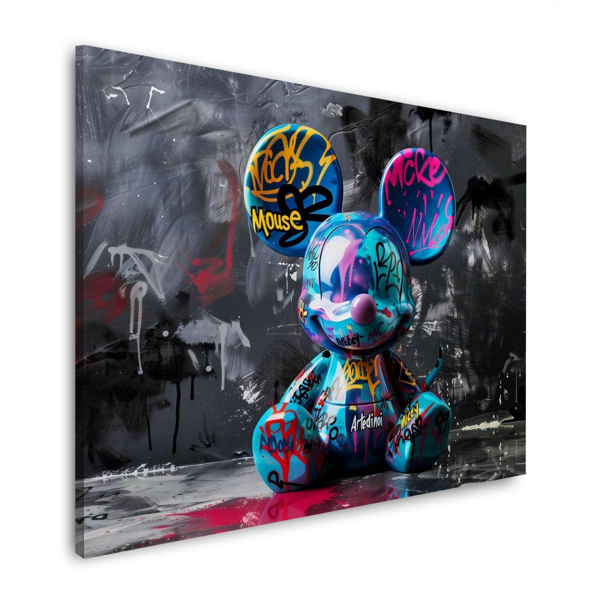 Figura di topo spruzzata di colori in Street Art quadro