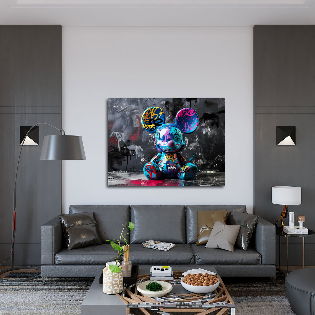 Figura di topo spruzzata di colori in Street Art quadro