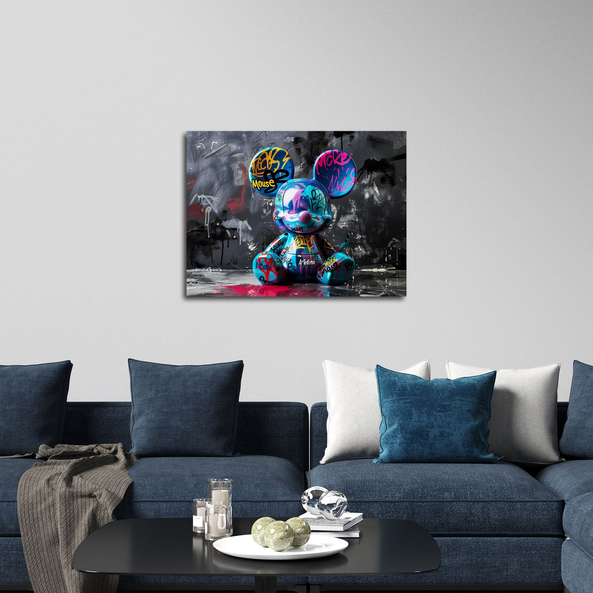 Figura di topo spruzzata di colori in Street Art quadro