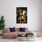 Figura dorata di topo su uno sfondo scuro decorativo quadro