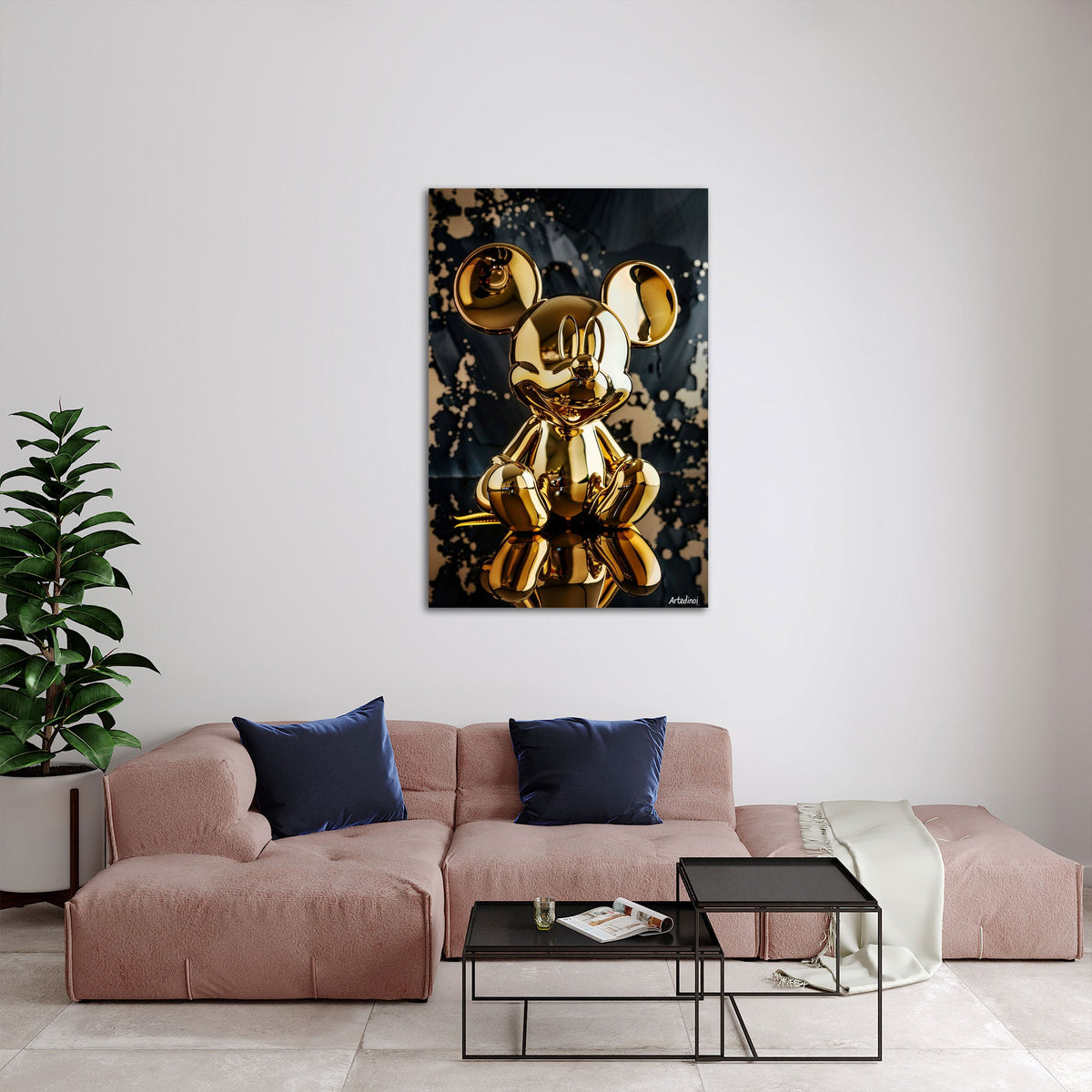 Figura dorata di topo su uno sfondo scuro decorativo quadro
