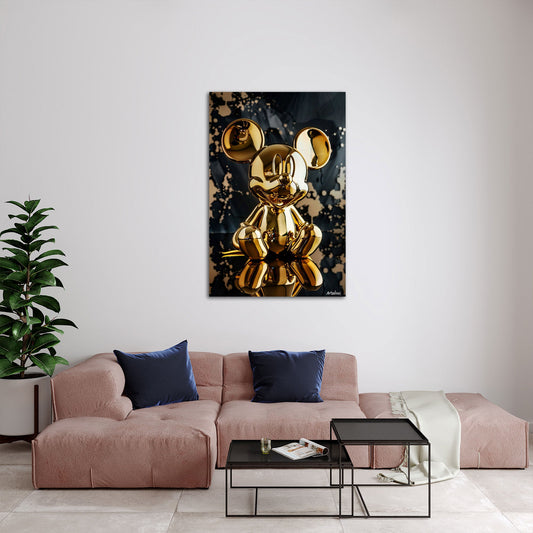 Figura dorata di topo su uno sfondo scuro decorativo quadro