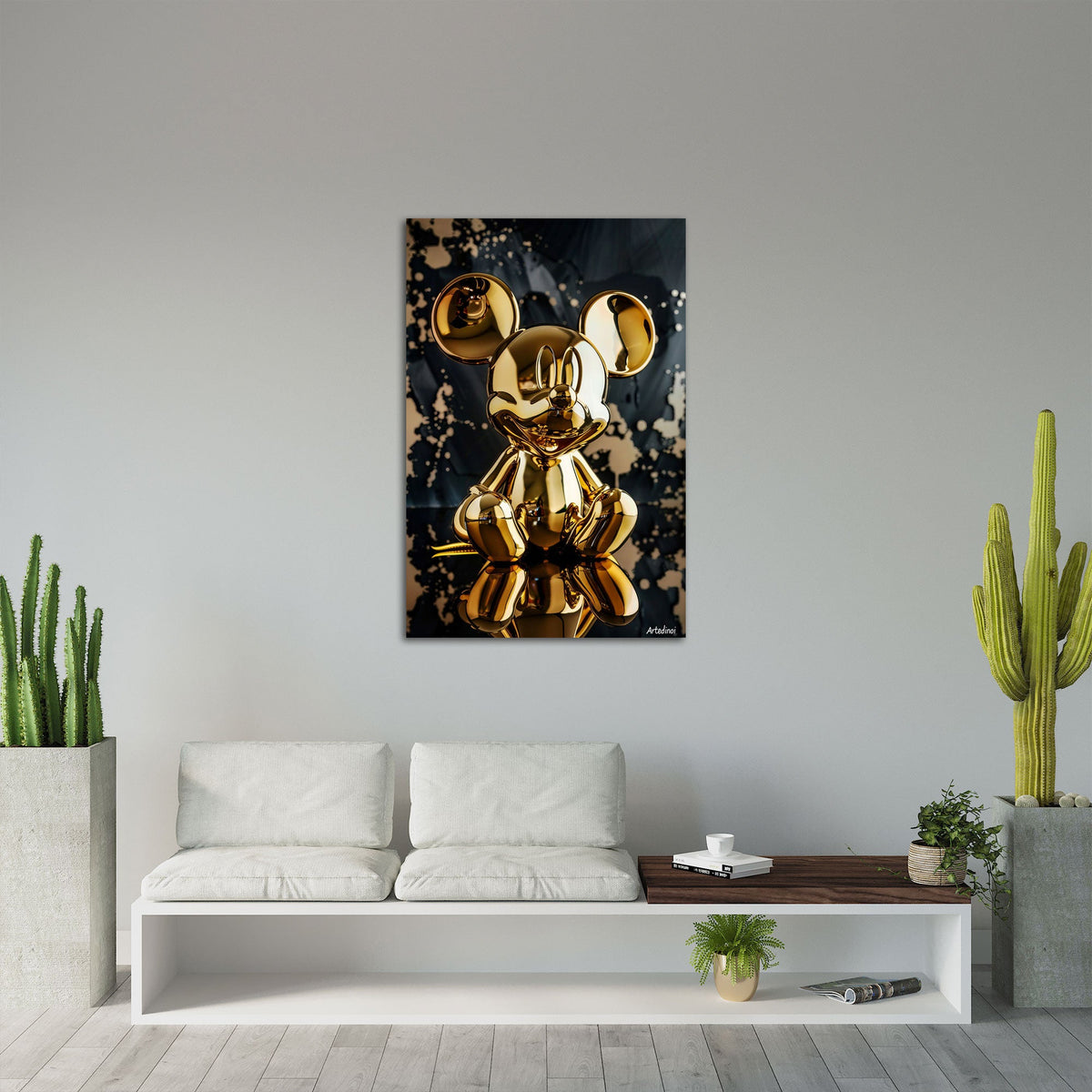 Figura dorata di topo su uno sfondo scuro decorativo quadro