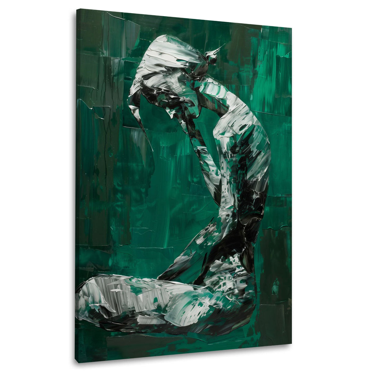 Figura femminile astratta in verde e bianco quadro
