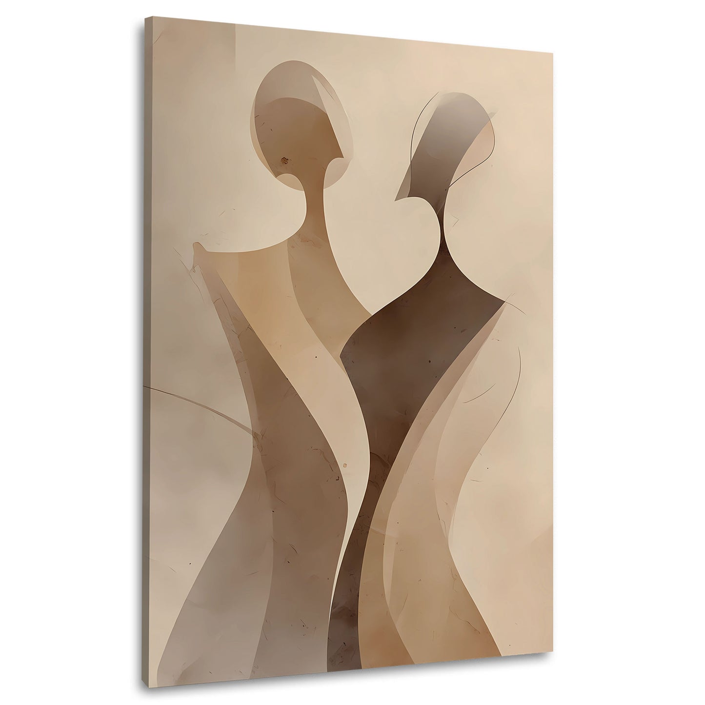 Figure astratte silhouette minimaliste toni marroni quadro