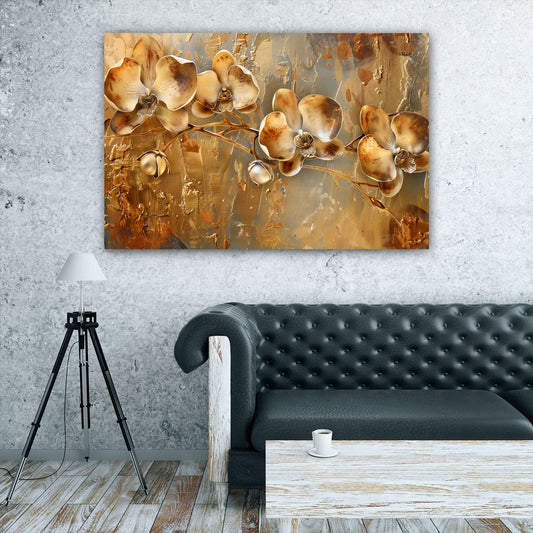 Fiori dorati caldi eleganti con colori brillanti quadro