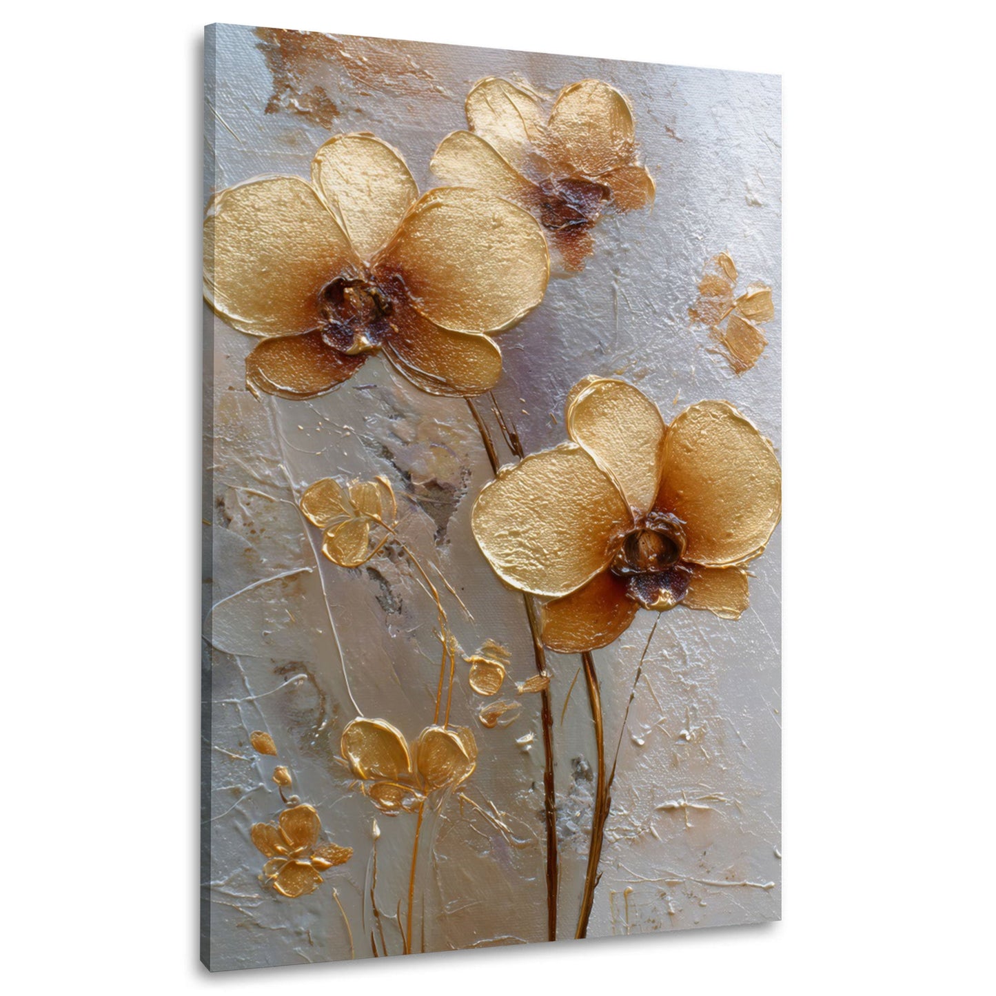 Fiori dorati dipinto dai colori vivaci e intensi quadro