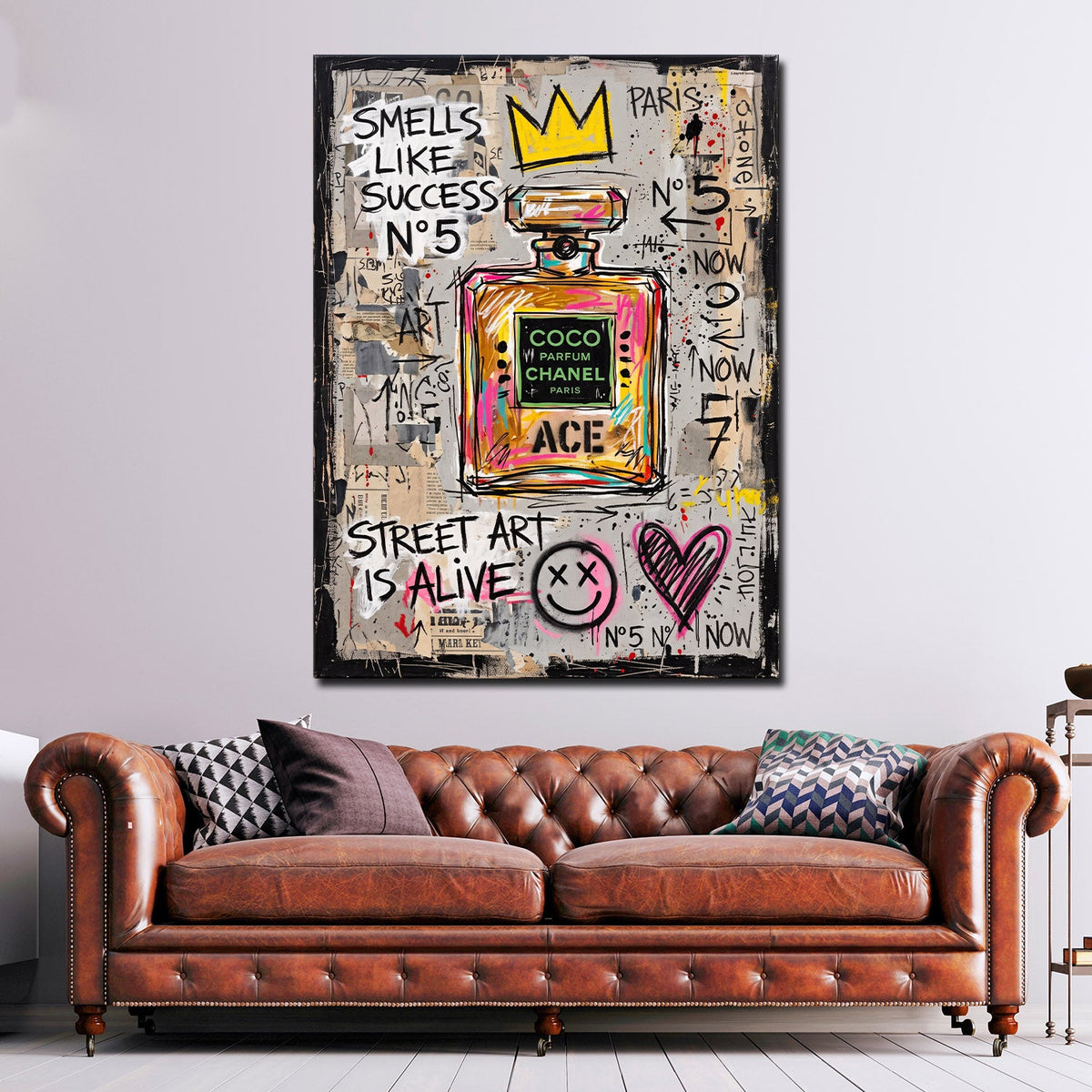 Quadro flacone di profumo Street Art in camera da letto