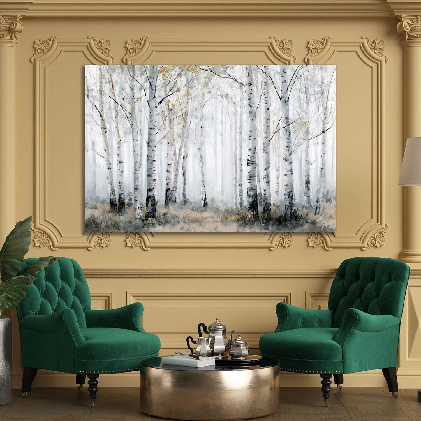 Foresta di betulle paesaggio natura alberi bianchi arte quadro