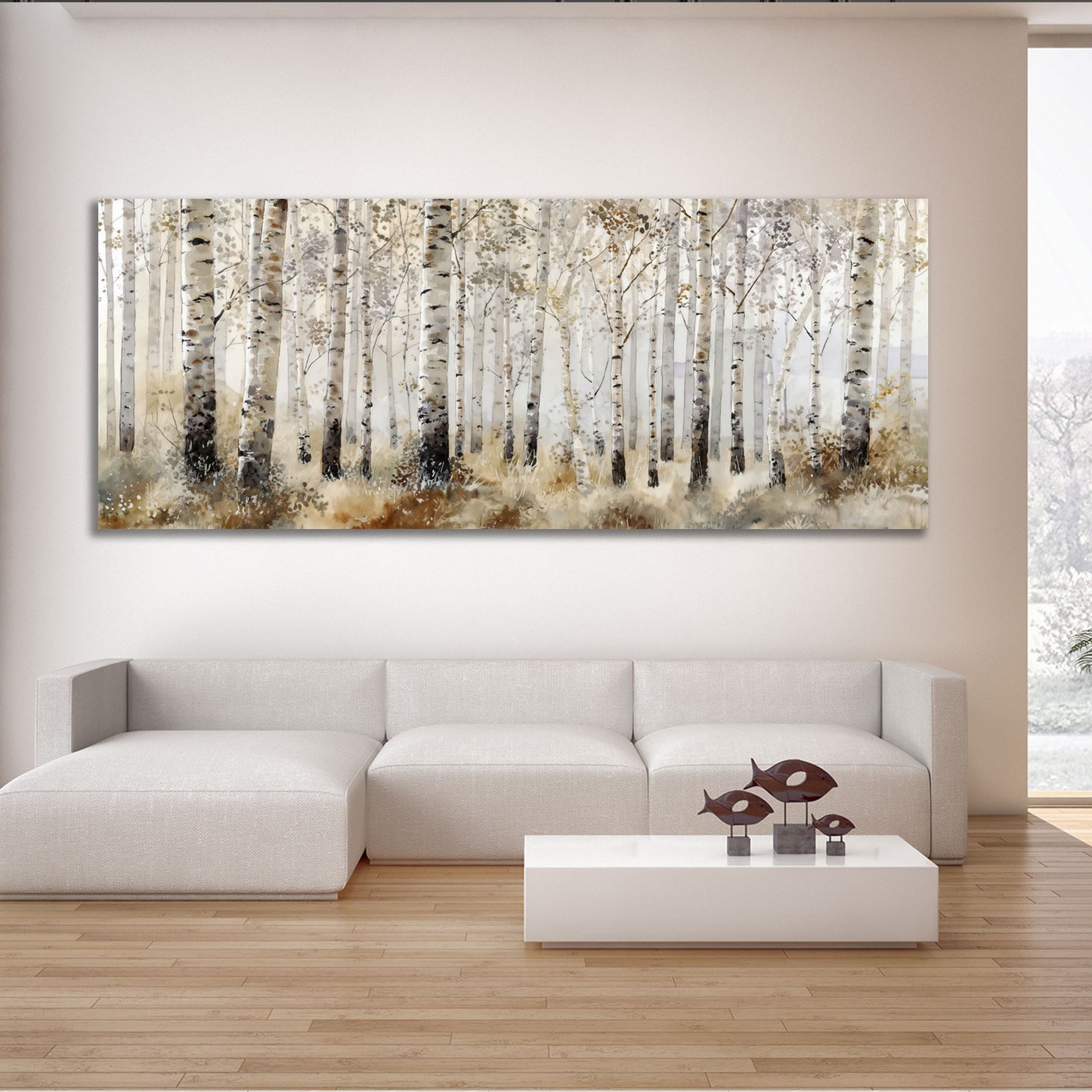 Foresta di betulle panorama paesaggio naturale alberi chiari quadro