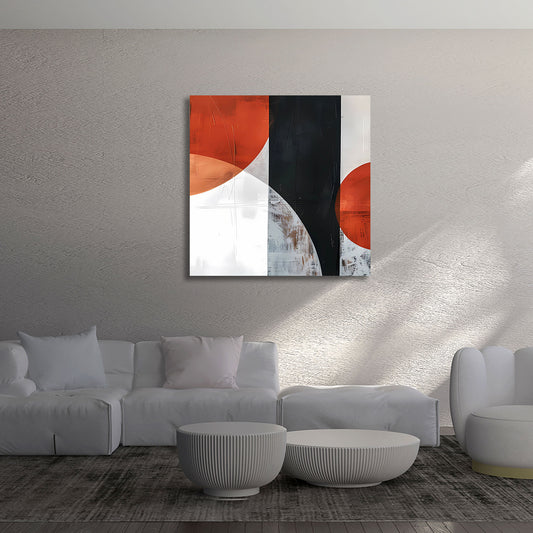 Forme astratte cerchi rossi nero bianco composizione grafica quadro