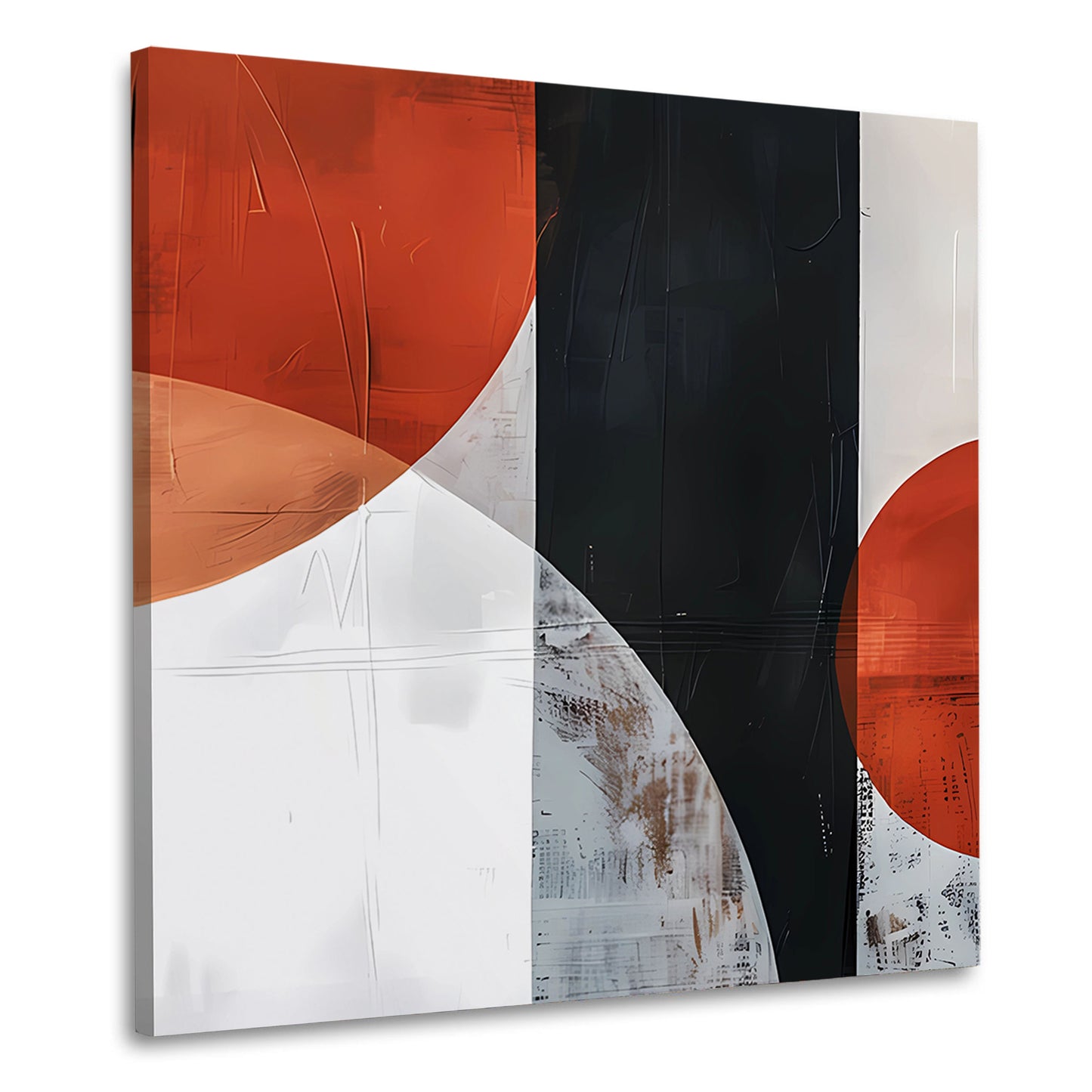 Forme astratte cerchi rossi nero bianco composizione grafica quadro