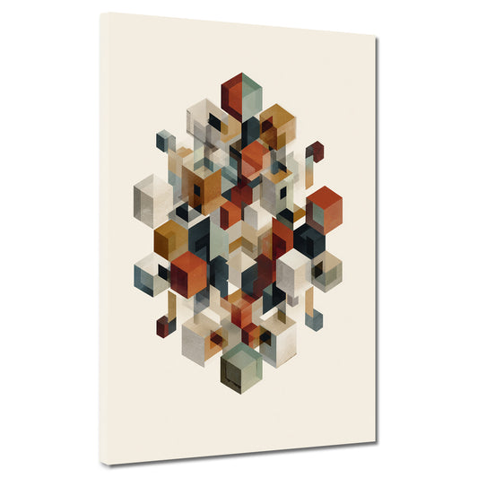 Forme geometriche cubi retrò composizione quadro
