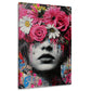 Donna con corona di fiori e Street Art quadro