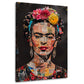 Frida con fiori su sfondo scuro in stile collage quadro