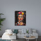 Quadro Frida fiori sfondo scuro in soggiorno