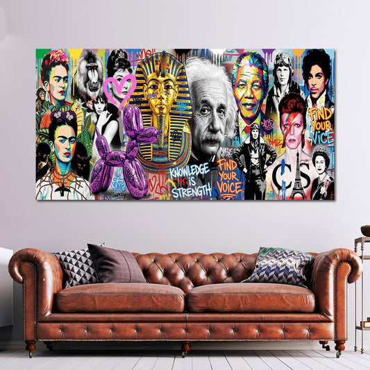 Frida Einstein Audrey Icone Pop Art Graffiti Retro quadro