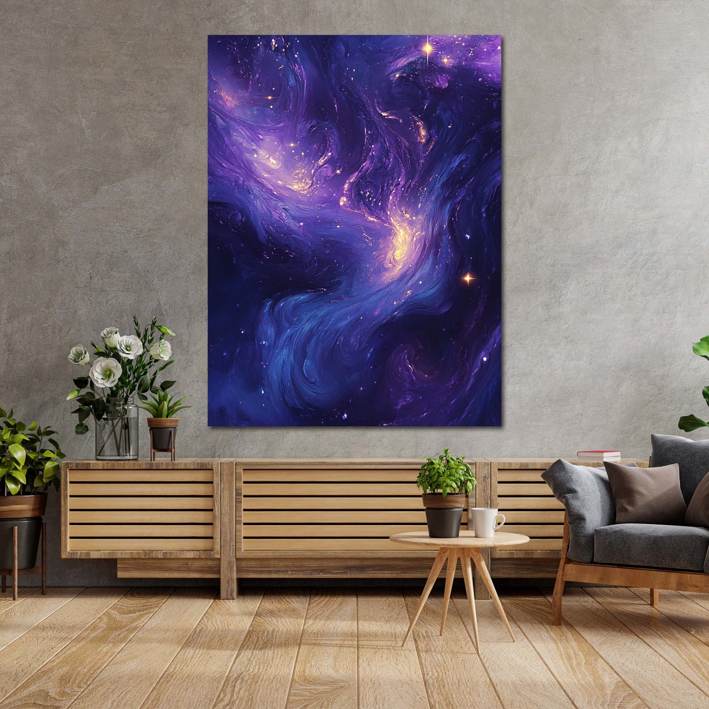 Galassia astratta viola blu stelle universo quadro