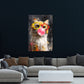 Gatto con occhiali e chewing gum pop art ritratto animale quadro