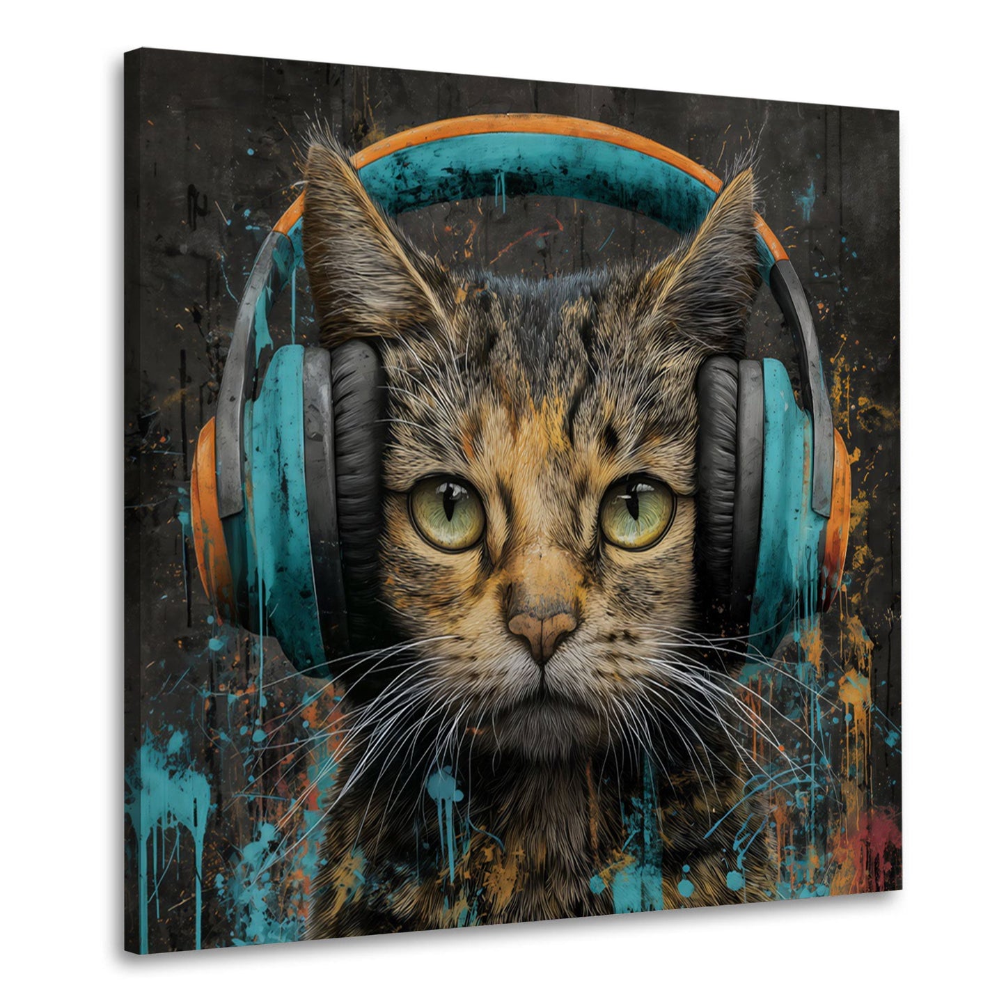 Gatto cool musica graffiti in stile contemporaneo quadro