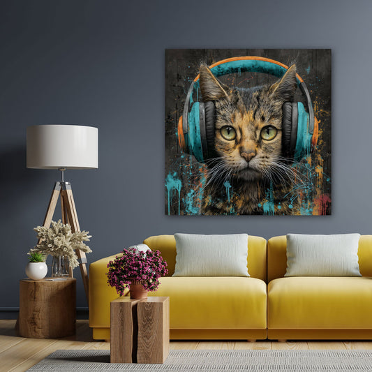 Gatto cool musica graffiti in stile contemporaneo quadro