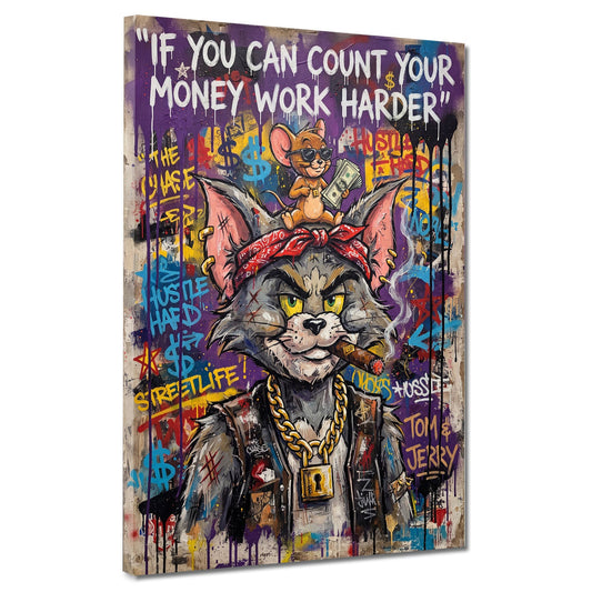 Gatto gangster con topo Count Your Money Graffiti Pop Art quadro