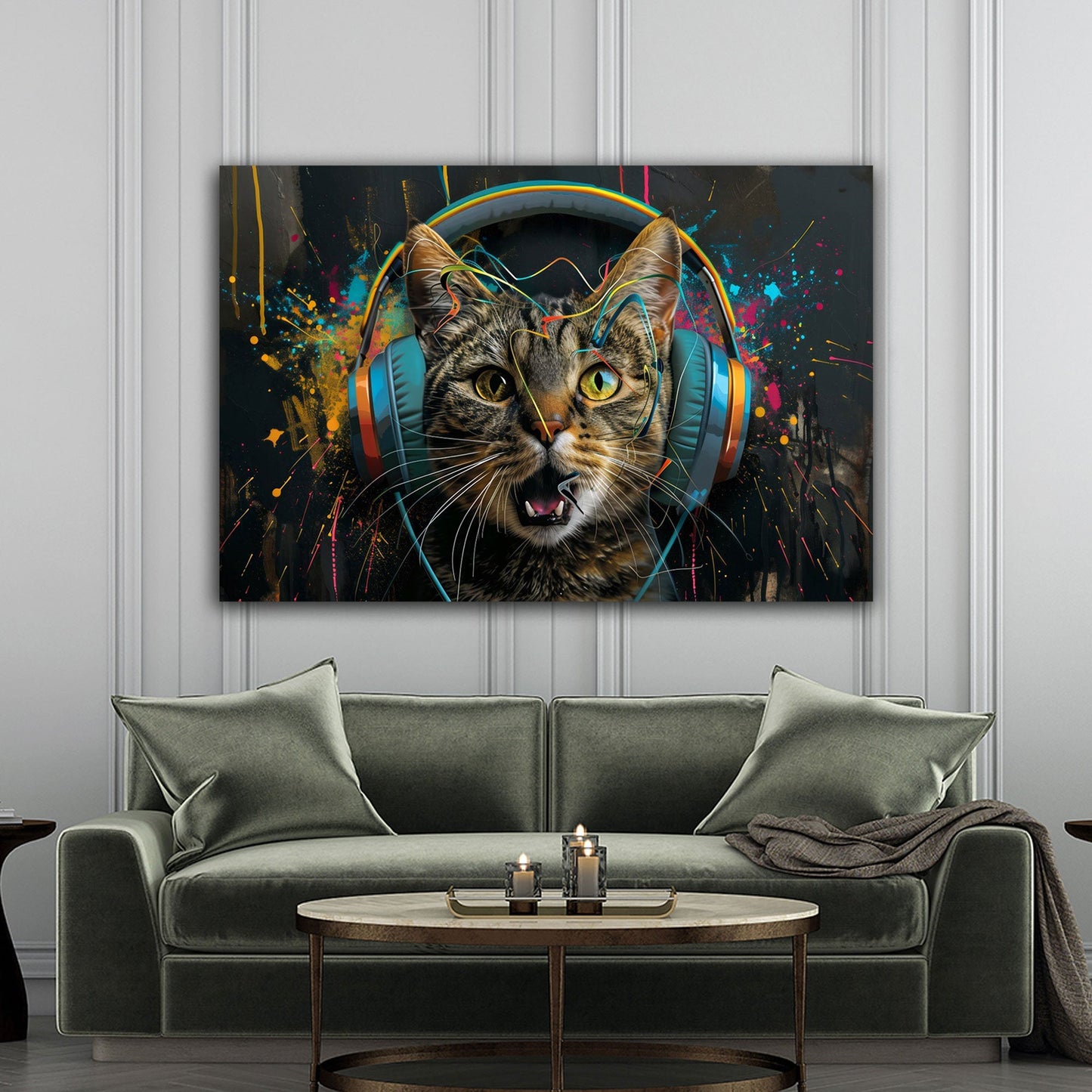 Gatto musicale graffiti urbano dai colori vivaci quadro