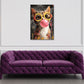 Gatto Pop Art con occhiali e grande bolla di gomma quadro