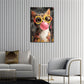 Gatto Pop Art con occhiali e grande bolla di gomma quadro