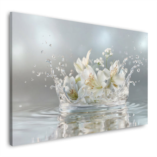 Gigli nell'acqua con eleganti spruzzi quadro