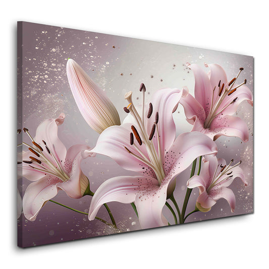 Gigli rosa fiori macro colori pastello sfondo delicato quadro