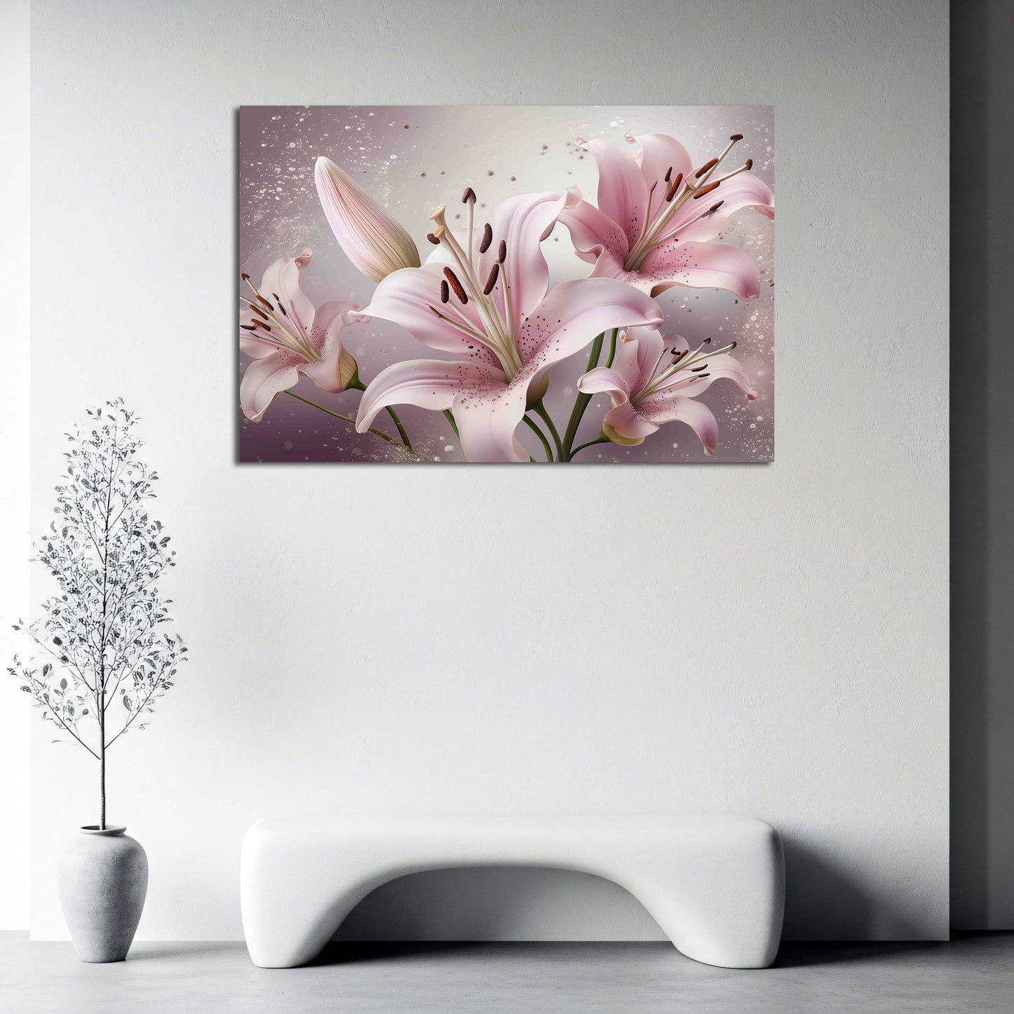 Gigli rosa fiori macro colori pastello sfondo delicato quadro