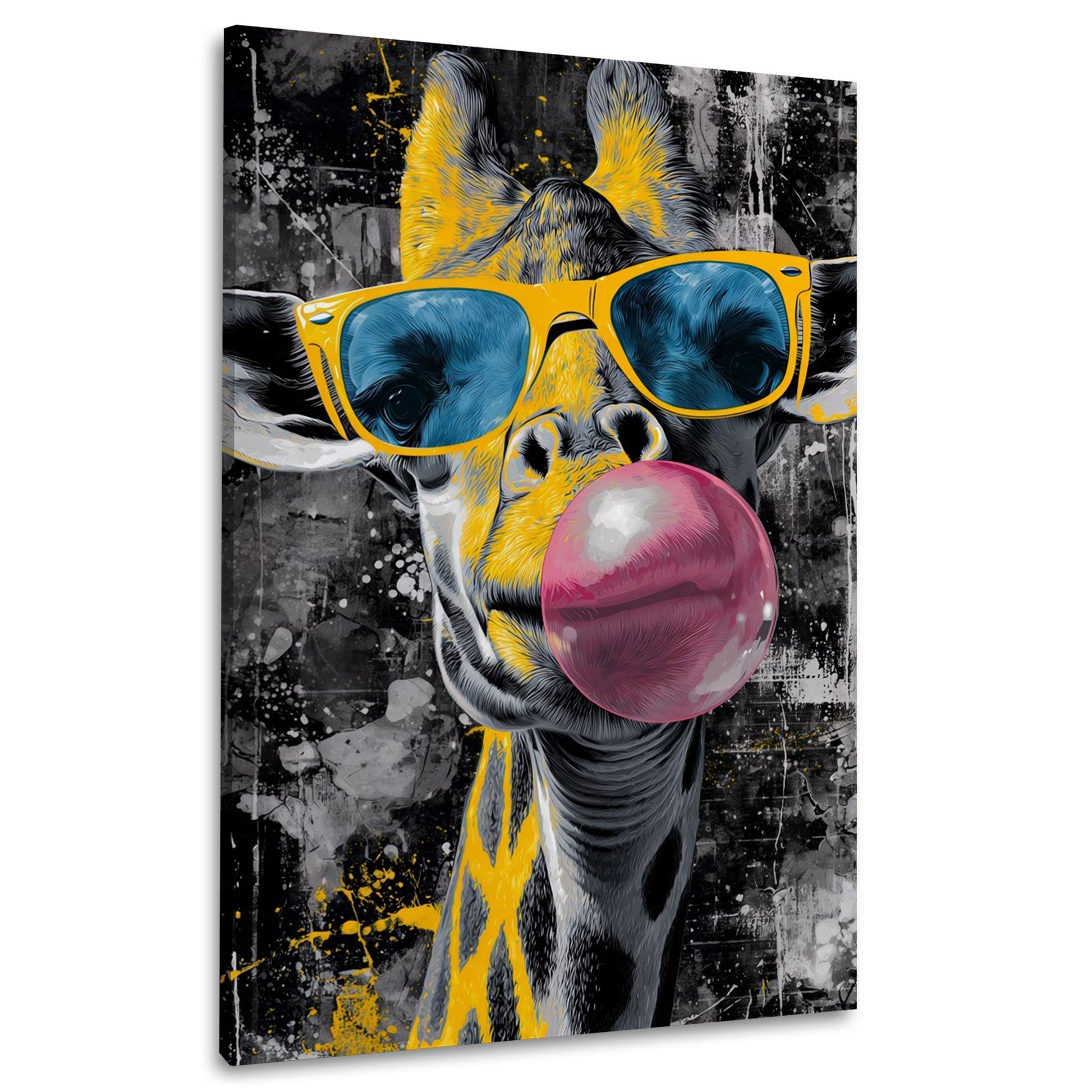 Giraffa con occhiali da sole e gomma da masticare quadro
