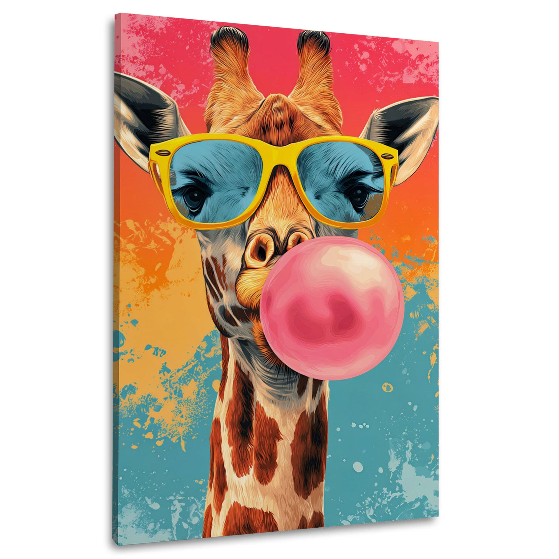 Giraffa con occhiali e gomma in design scuro quadro