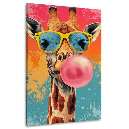 Giraffa con occhiali e gomma in design scuro quadro