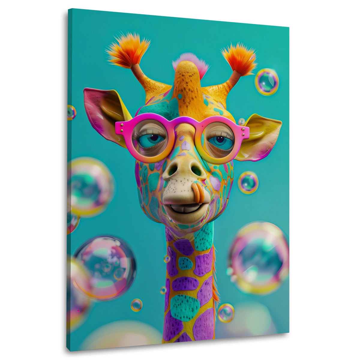 Giraffa con occhiali rosa per la cameretta dei bambini quadro