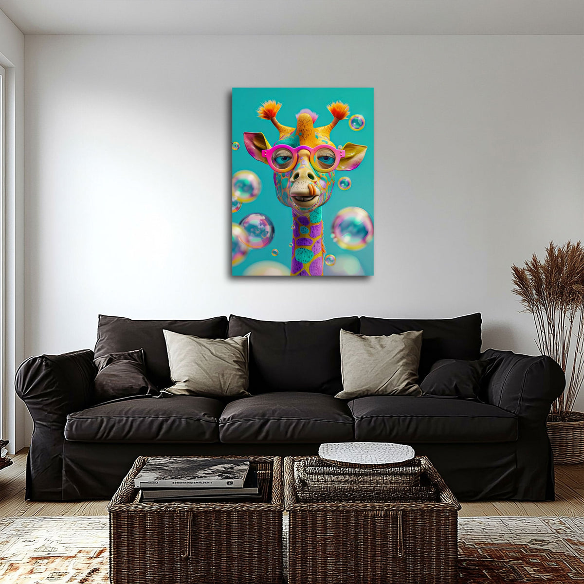 Quadro giraffa cameretta in soggiorno